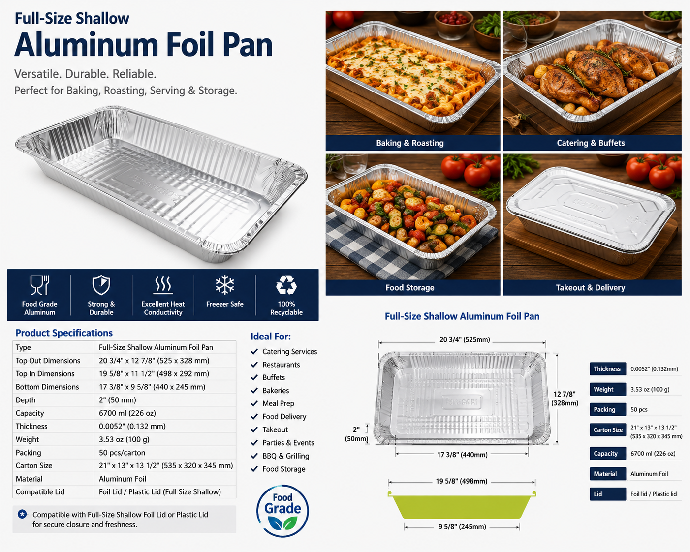 Full-size Shallow foil pan