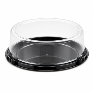 DM143- 7" Plastic Cake container with Black Base