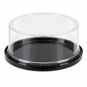 DM048 - 8" Plastic Cake container with Black Base